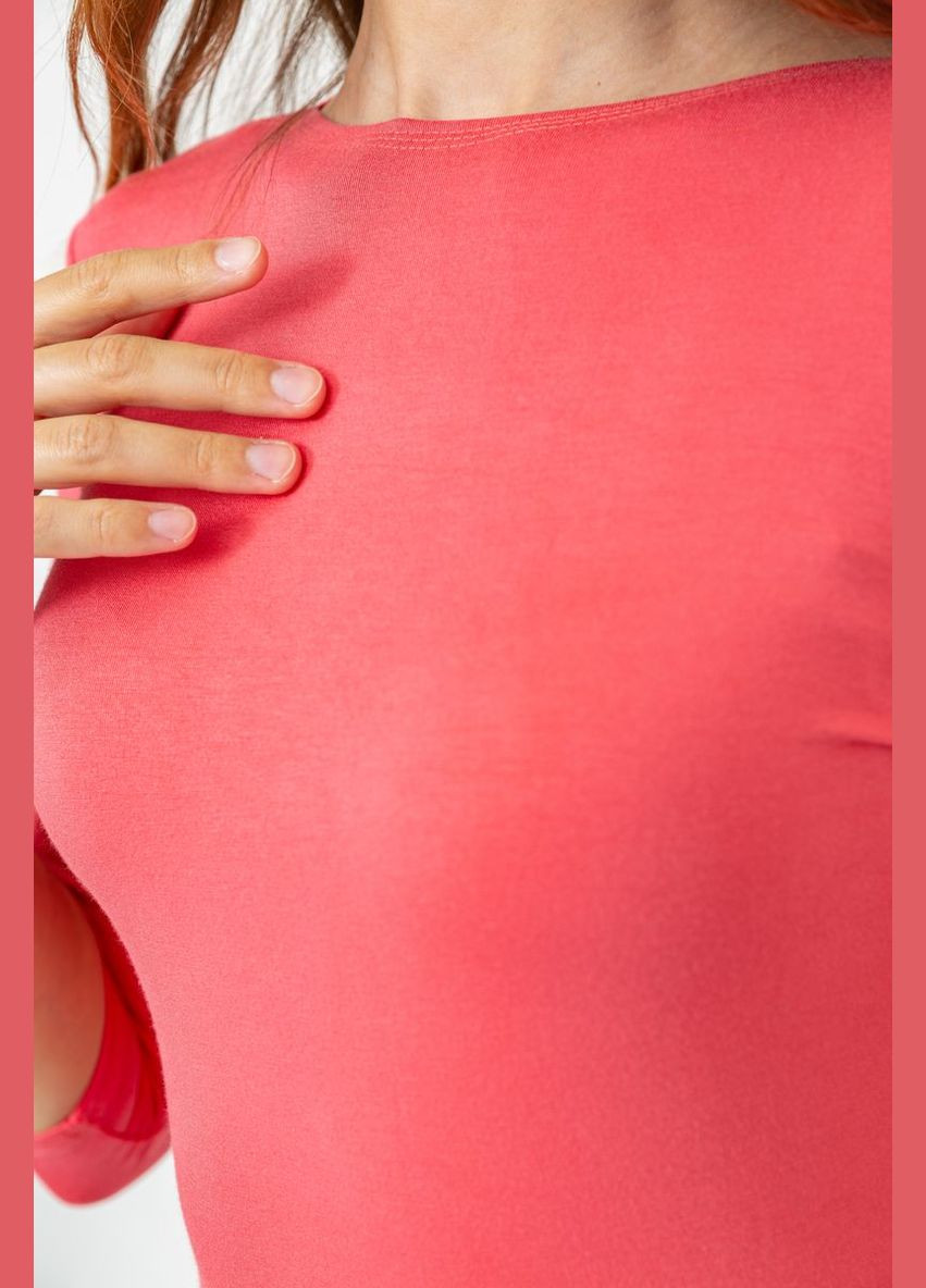 Коралловая демисезон футболка женская с удлиненным рукавом, цвет красный, Ager