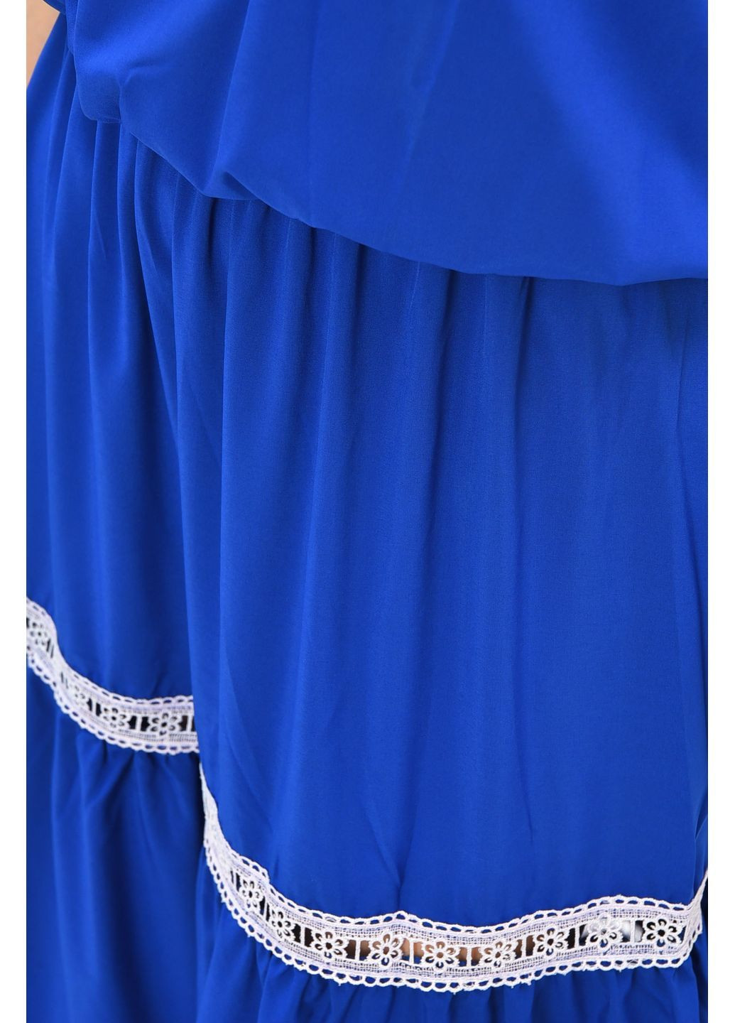 Синя повсякденний сукня жіноча напівбатальна синього кольору з баскою Let's Shop однотонна