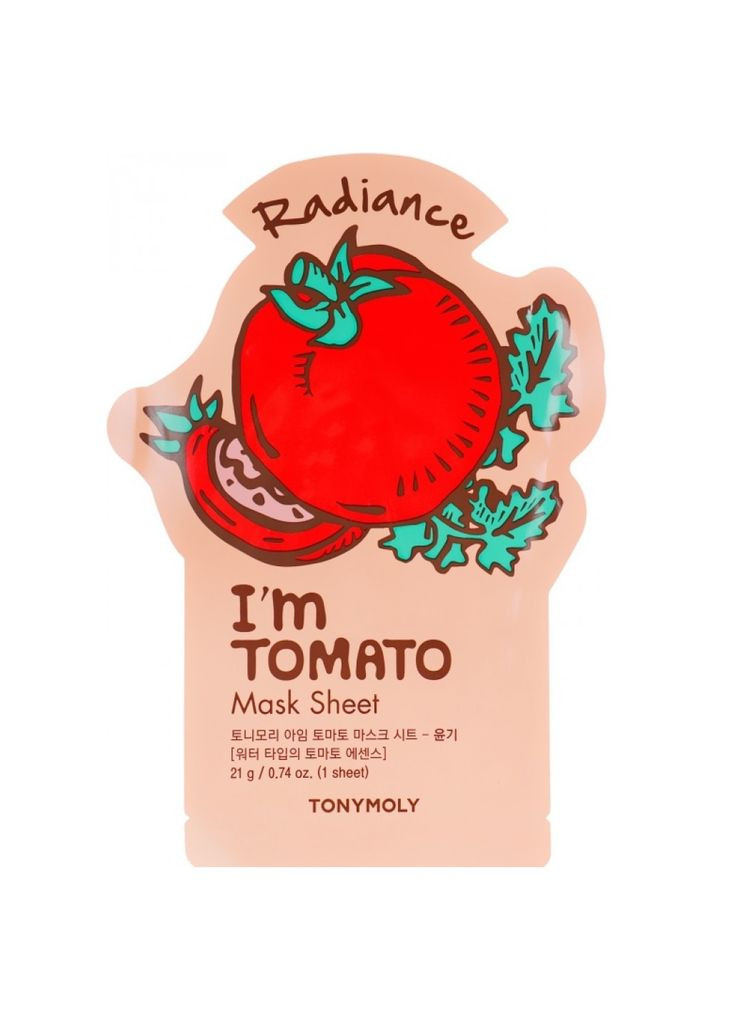 Маска тканинна для обличчя I'm Tomato Mask Skin Glow Томат 21 мл Tony Moly 8806194022888 (328447094)
