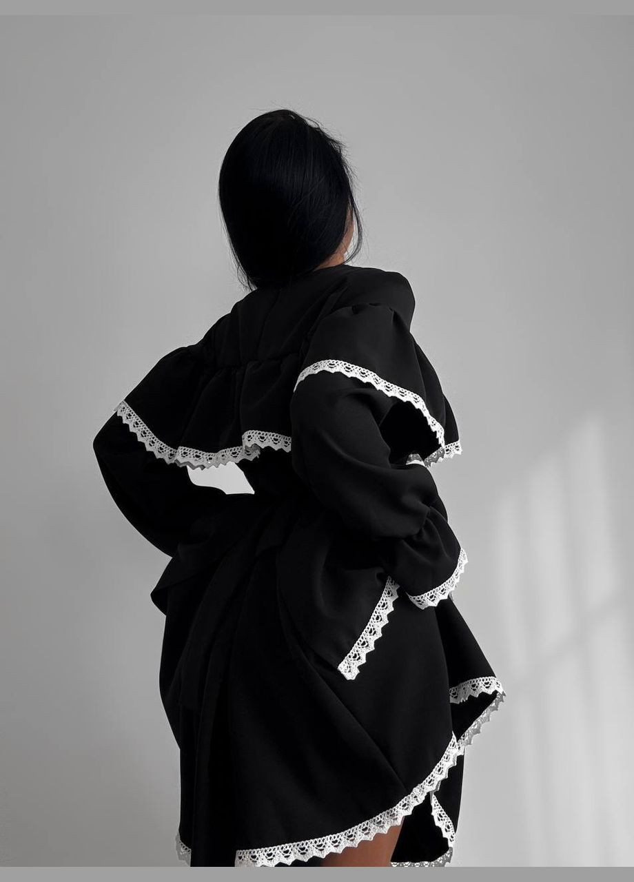 Чорна коктейльна, ділова, повсякденний, кежуал, вечірня жіноча сукня кльош FINO Mode в смужку