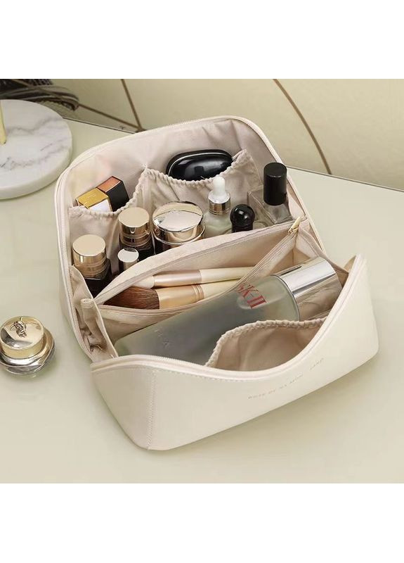 Стильна косметичка зі штучної шкіри, дорожній органайзер для косметики блакитна No Brand (326487926)