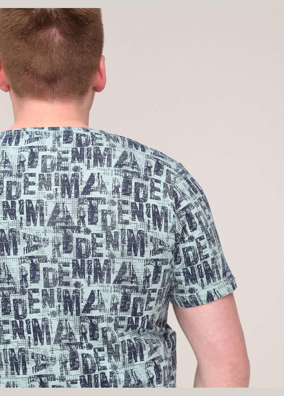 Светло-зеленая футболка мужская светло-зеленая с надписями хлопок стрейч с коротким рукавом Bagarda Пряма