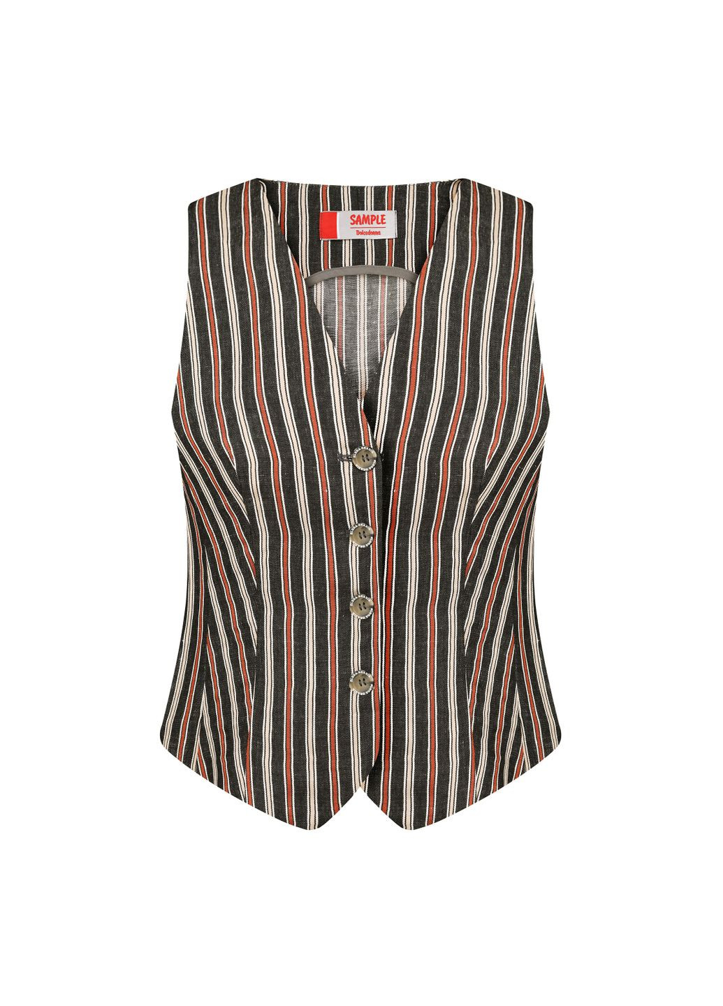 КРАТКАЯ ПРИТАЛЕНАЯ ЖИЛЕТКА ИЗ хлопка и вискозы КОРИЧНЕВО-ЧЕРНОГО ЦВЕТА ПАНАМЕРА Dolcedonna (340114159)
