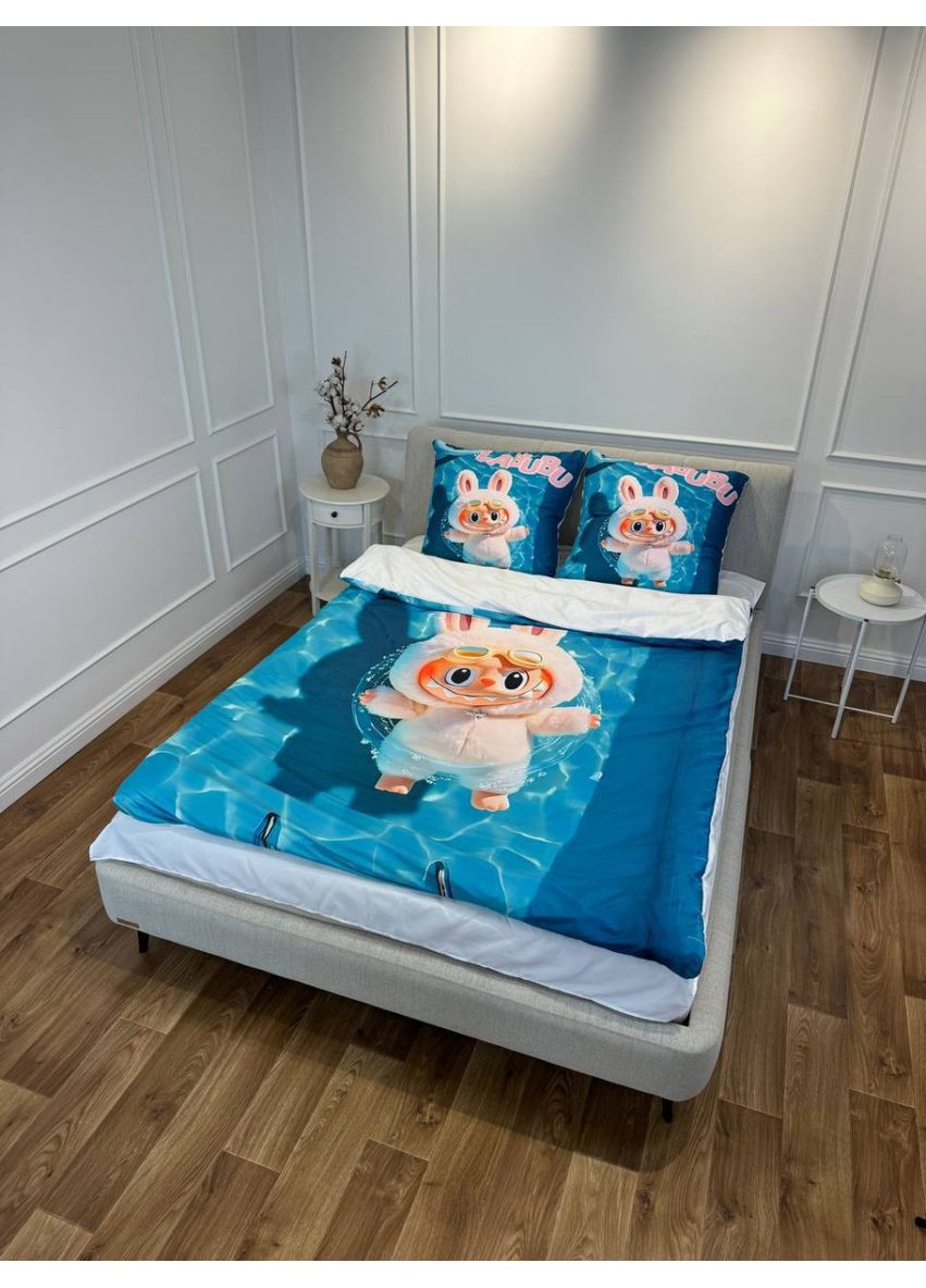 Постільна білизна 3D полуторна з мікросатину Лабубу №7 31369 150х215 см 50х70 см FlexDress (366574427)