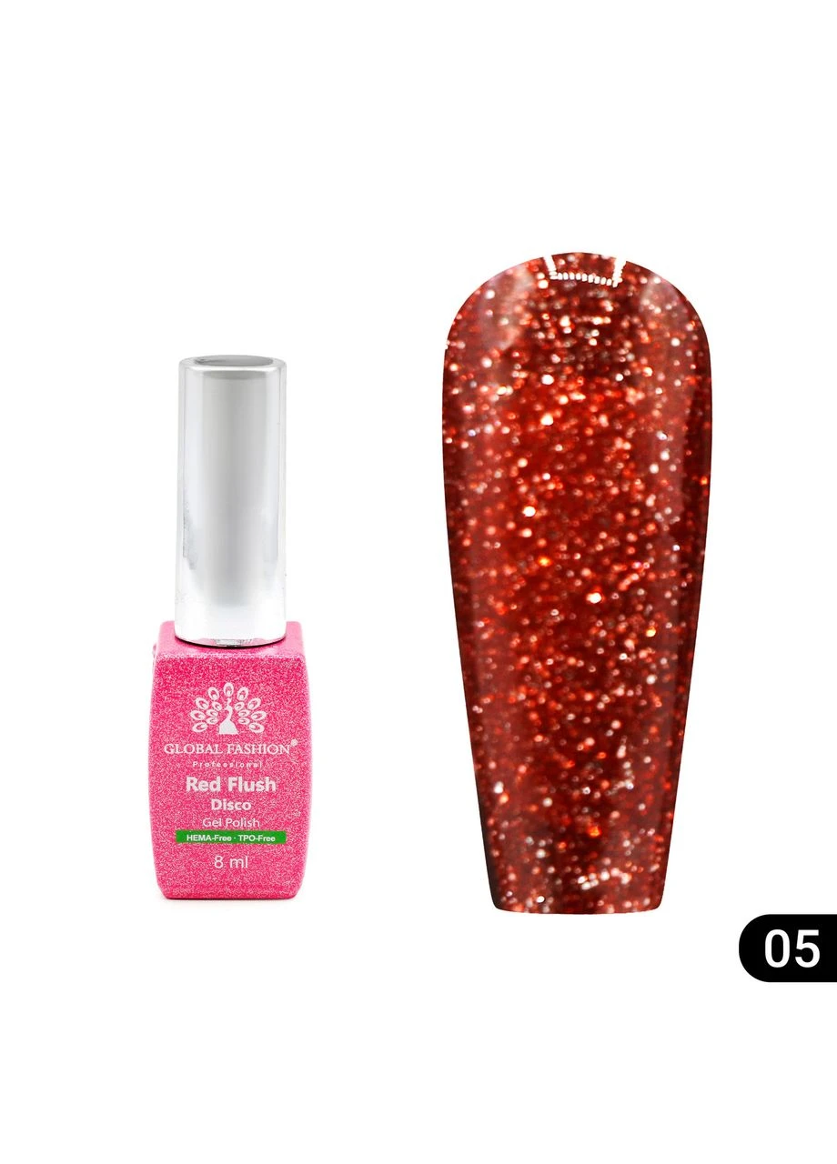 Гель-лак світловідбиваючий Red Flush Disco 8 мл, 05 Global Fashion (392437966)