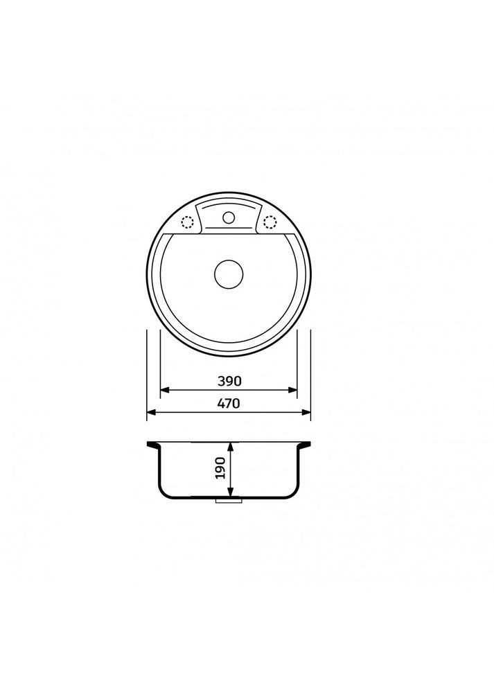 Кухонная мойка из искусственного камня/кварцевая 470х190 мм, круглая FINE Anthracite Антрацитовая (30170470190) Adamant (368157224)