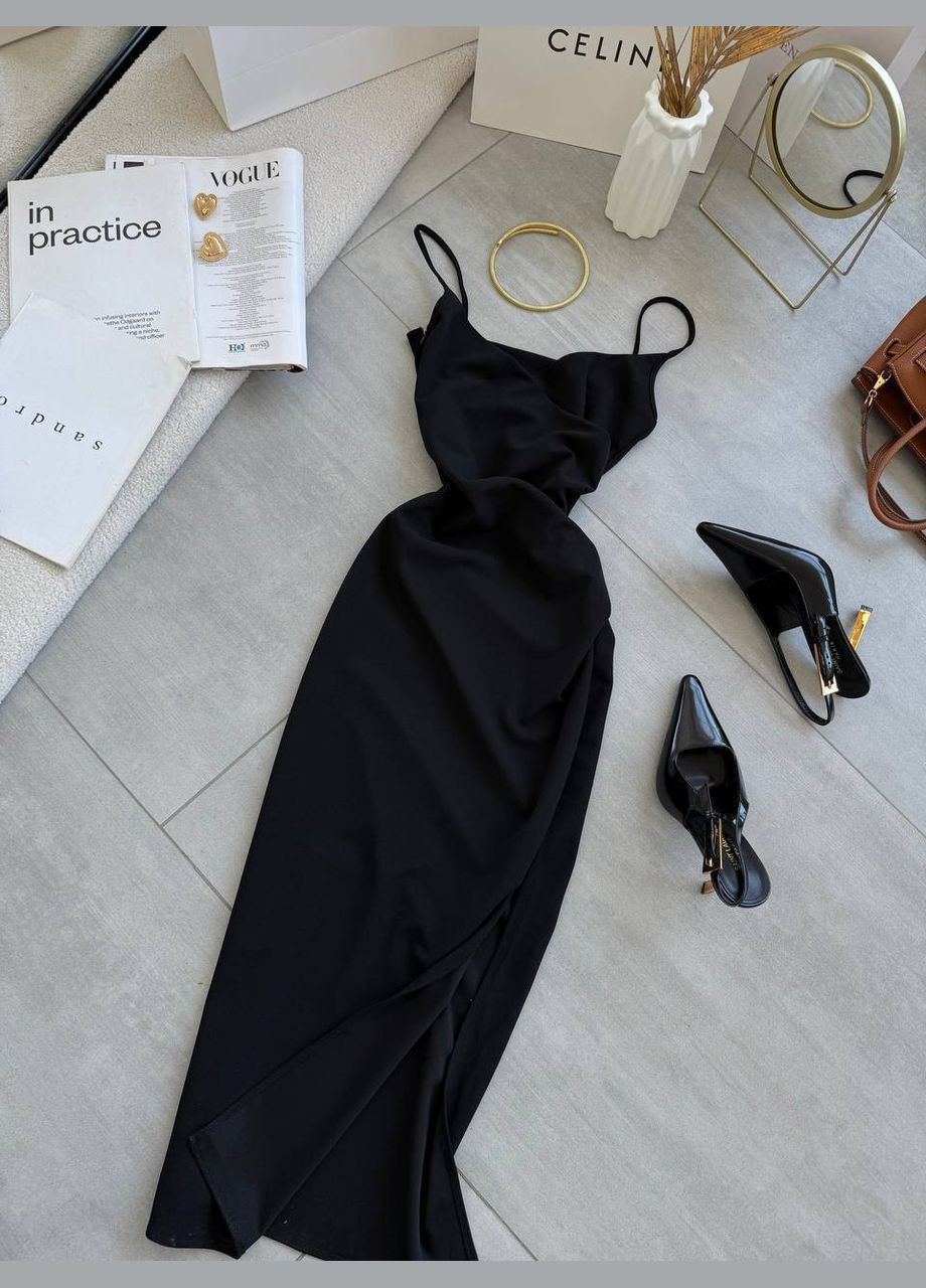 Черное повседневный платье DK/DL Мода без кордонів однотонное