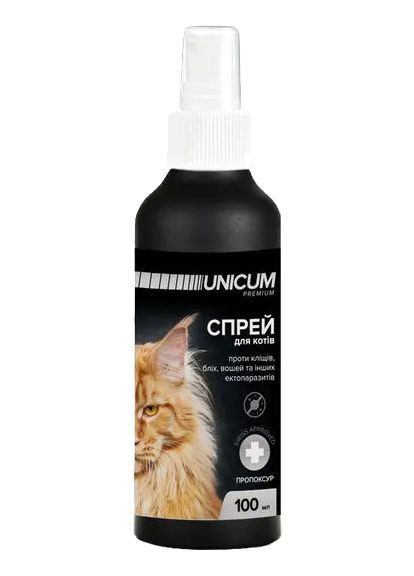 Спрей Premium от блох и клещей для котов 100 мл (4820150201753) Unicum (279569562)