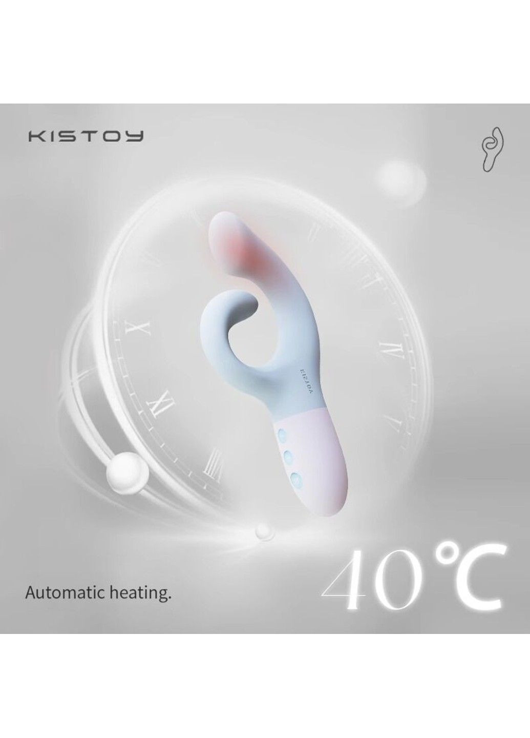 Вибратор-кролик для точки G KISTOY Big G Blue, изогнутый отросток, автоматический подогрев KissToy (333332433)