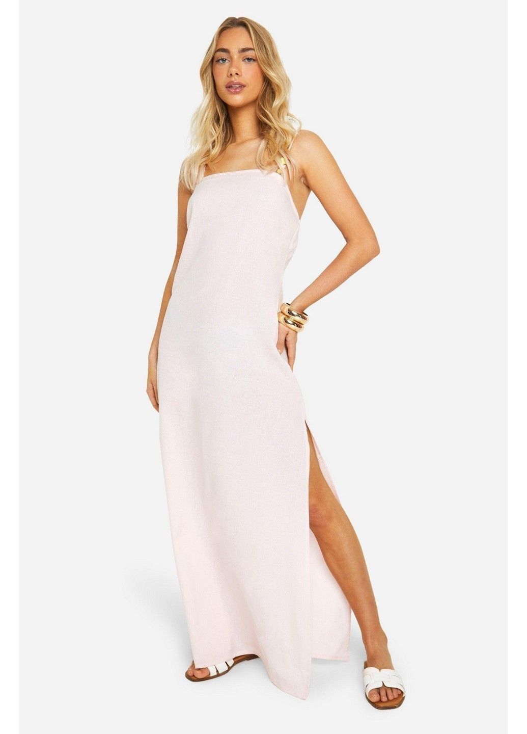 Розовое кэжуал платье Boohoo однотонное