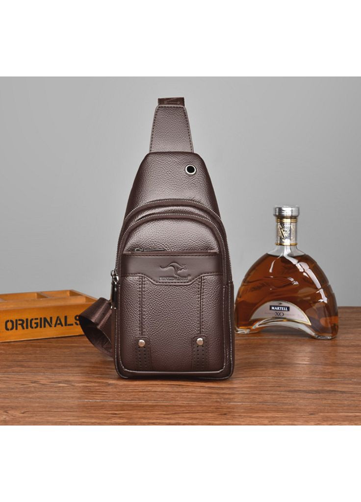 Мужская сумка-слинг Кенгуру коричневая экокожа ProDobro (363259263)