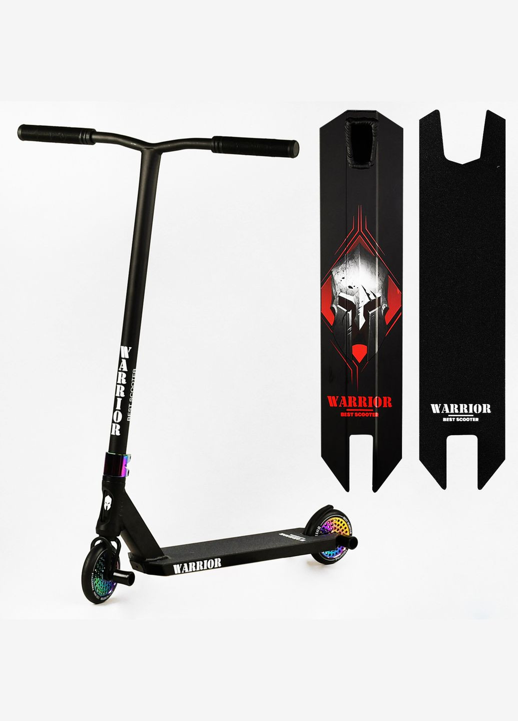 Самокат трюковий "Warrior" HIC-система, пеги, алюмінієвий диск та дека, колеса PU. Black and red (112767) Best Scooter (340910947)
