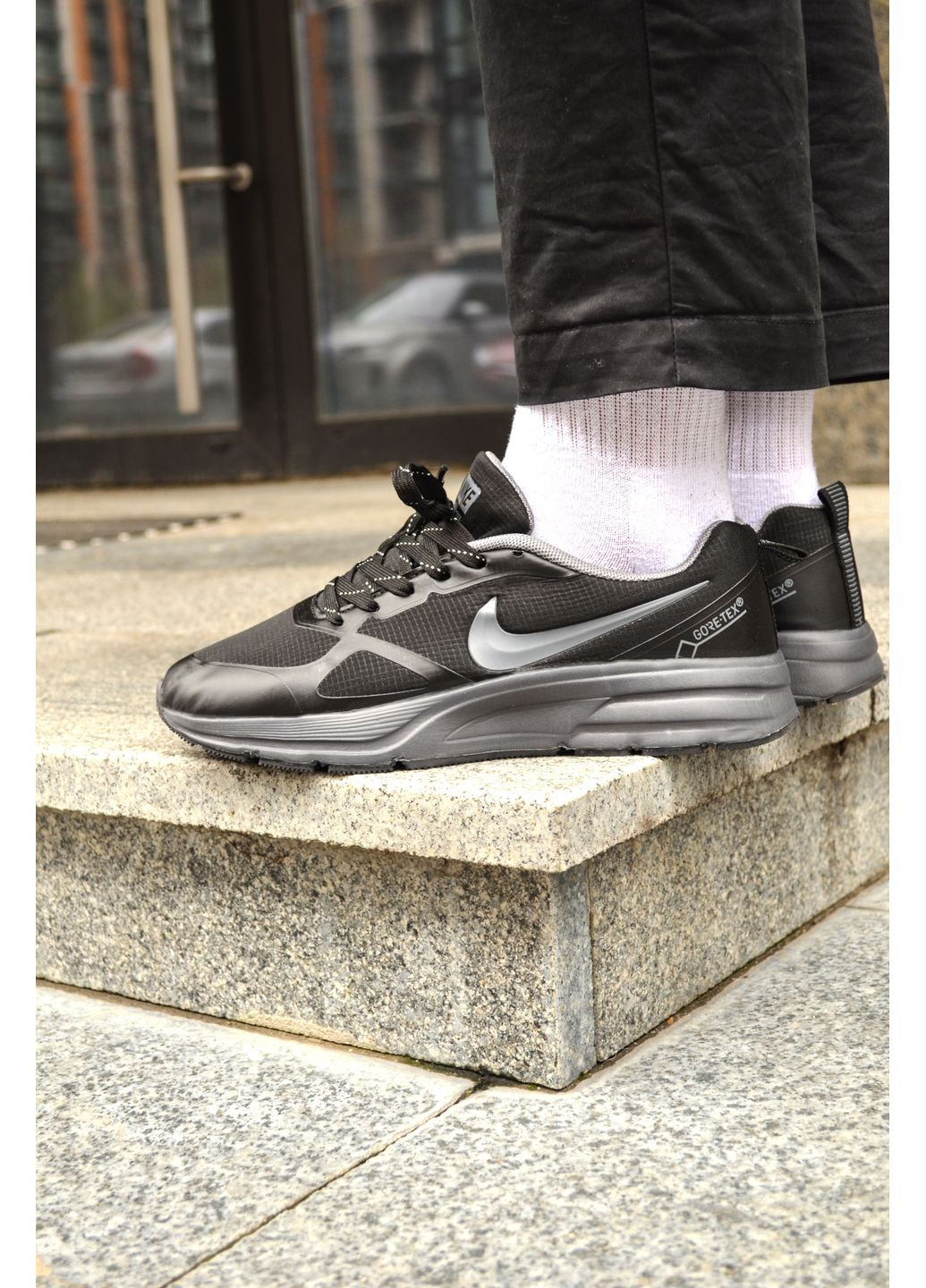 Чорні Осінні кросівки чоловічі nike pegasus 26x gore-tex triple black найк пегасус No Brand