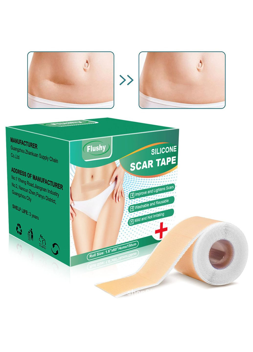 Медицинский силиконовый пластырь для заживления рубцов после операции, при ожогах и растяжках 4×150 см No Brand (337169225)