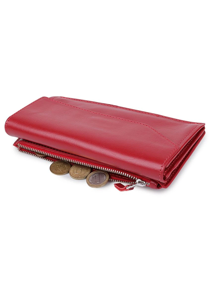 Шкіряне містке жіноче портмоне 11550 Червоний Grande Pelle (389874702)
