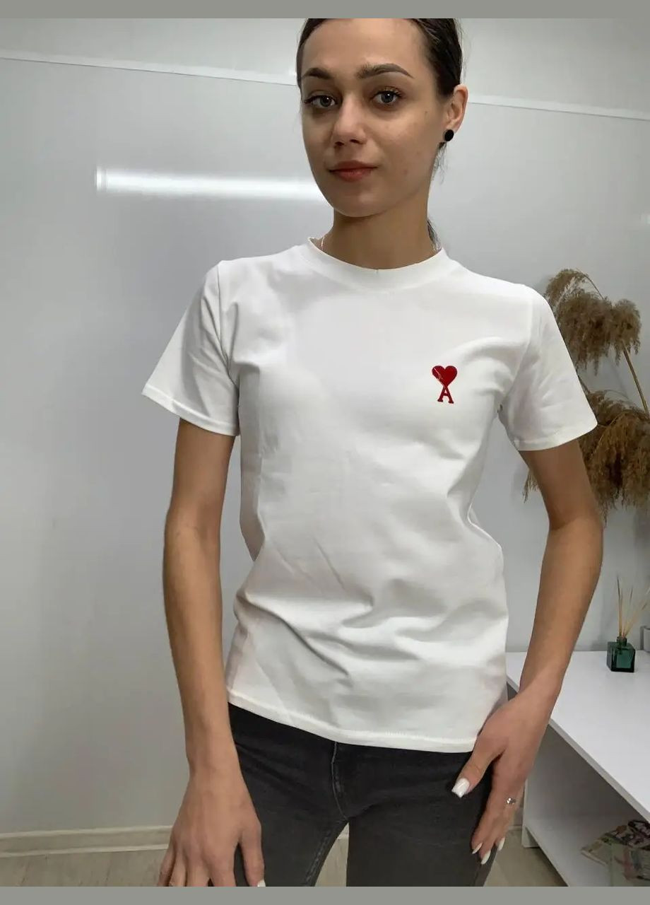 Жіноча футболка на літо з принтом Амі, бавовна No Brand - (328265429)