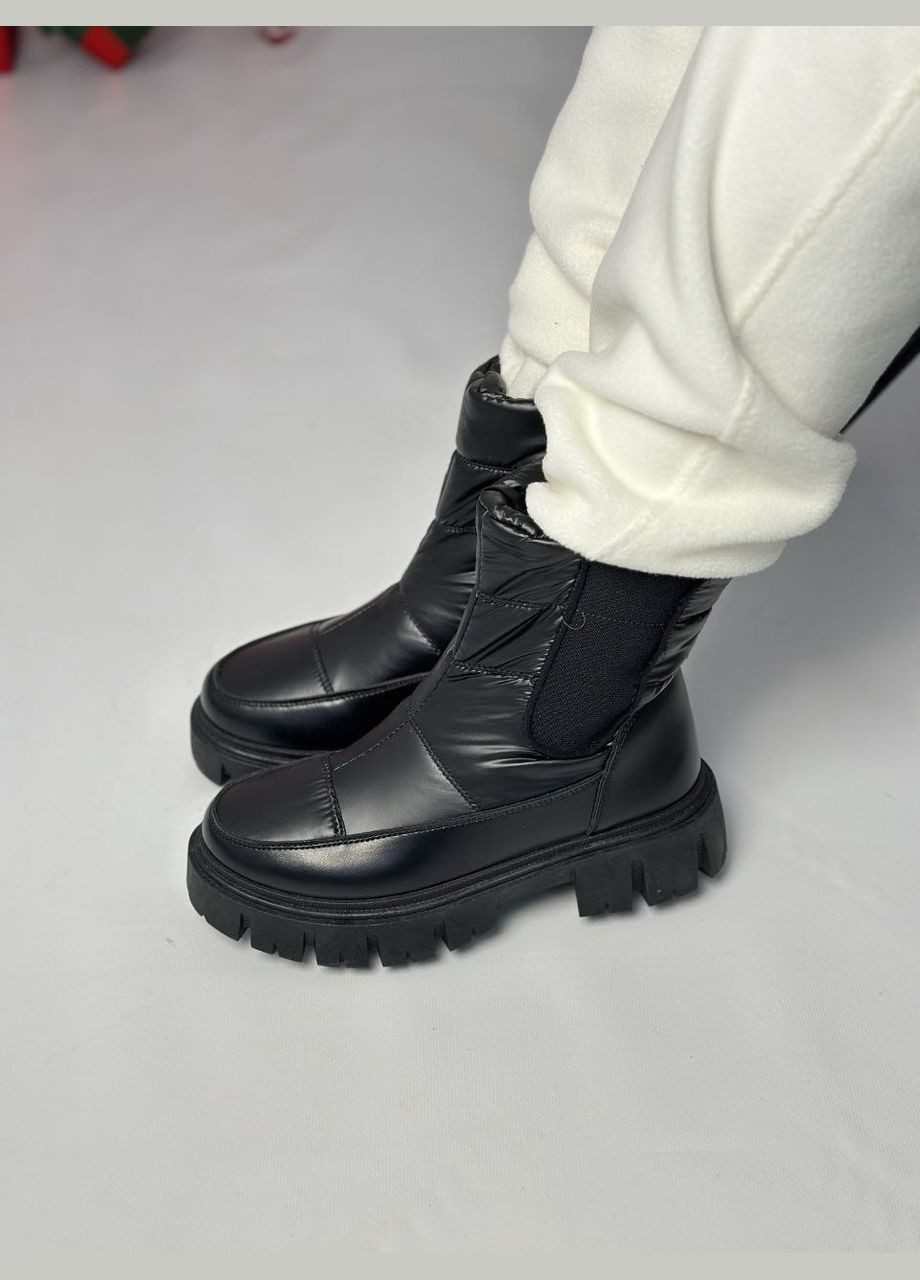 Черные стильные женские дутики No Brand на молнии