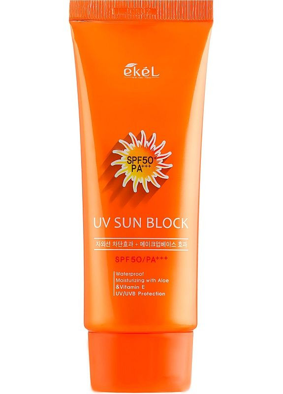 Ekel Сонцезахисний крем для обличчя з екстрактом алое і вітаміном Е UV Sun Block SPF50/PA+++ 70ml (2-853621) — Крем, Південна Корея (369792769)