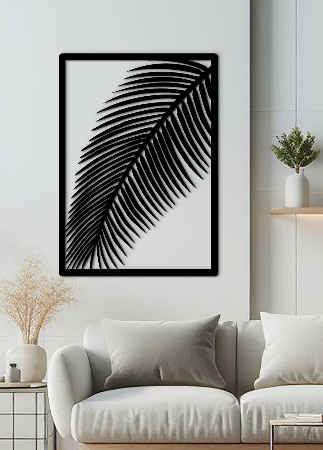 Современные картины для интерьера, современный декор стен "Пальмовий лист", стиль лофт 60х43 см Woodyard (292112977)