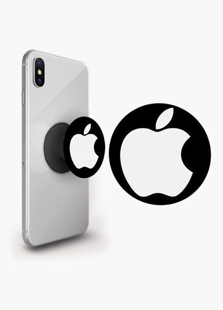 Попсокет тримач для смартфона (Popsockets) Яблуко Чорний No Brand (302084800)