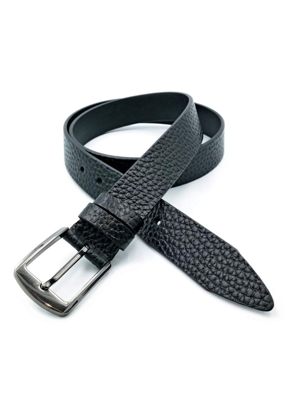 Кожаный мужской ремень 3,3х105-125 см Черный Weatro (302519509)