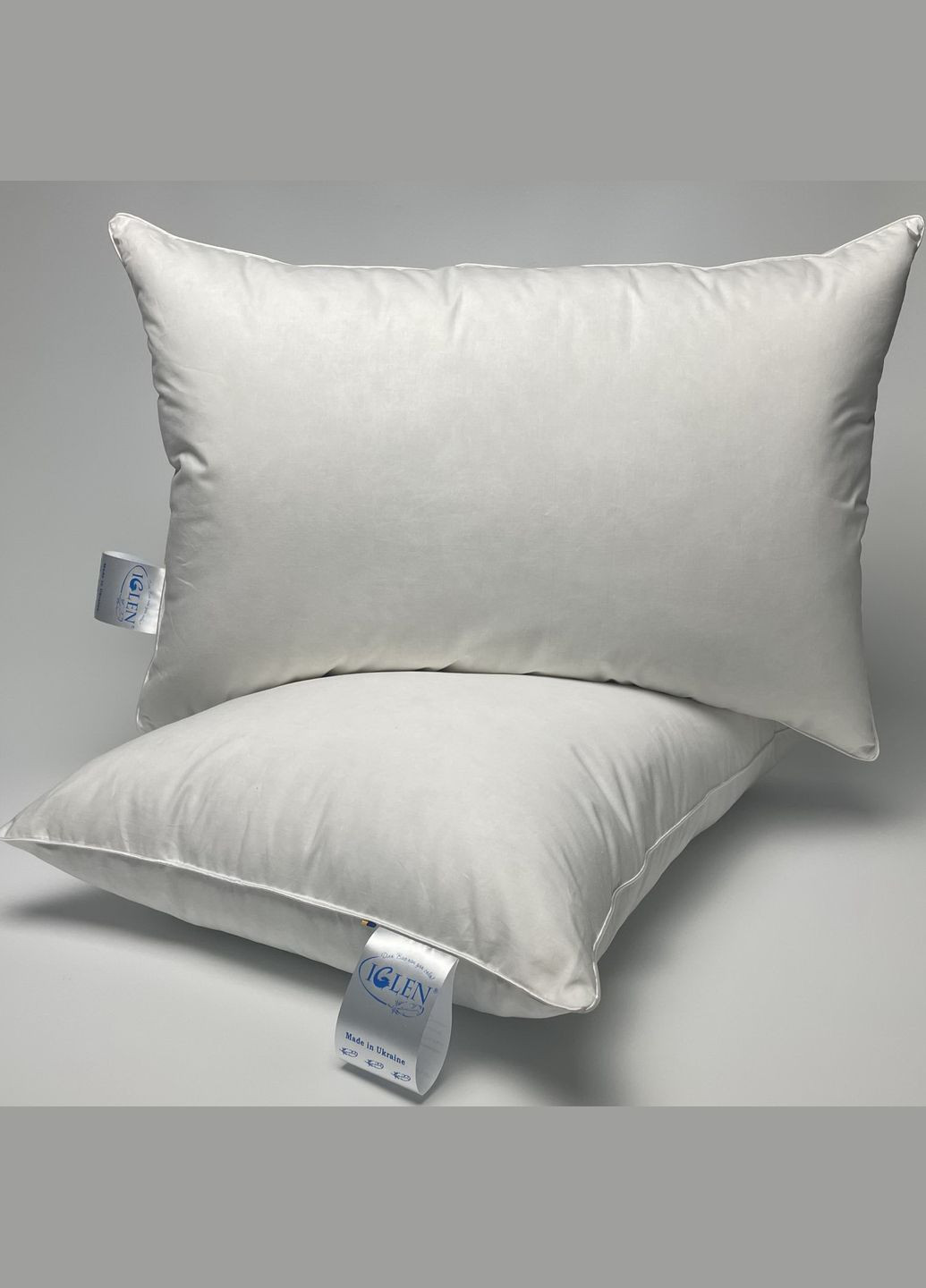 Подушка пухова полегшена з сірим пухом 50х70 см 100% пуху (50701NG) Iglen (282313312)