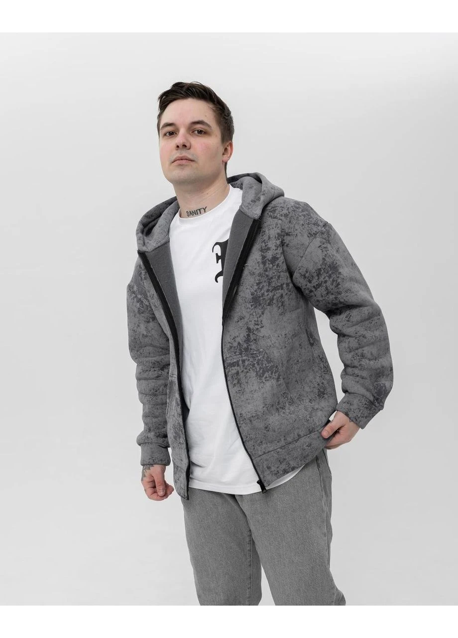 Мужская Худи На Молнии Серая Удобная С Принтом Спортивная Кофта Seli No Brand (395636685)