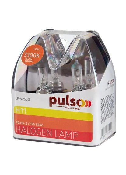 Лампи /галогенні H11/PGJ19-2 12v55w clear/plastic box PULSO (386227921)
