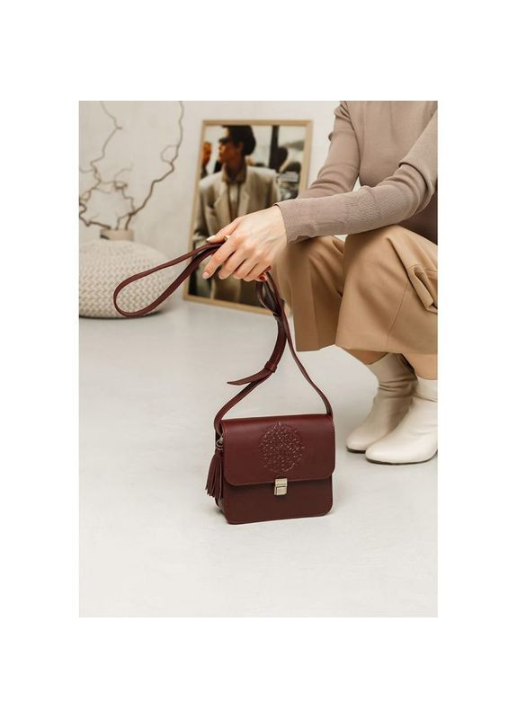 Сумка крос-боді через плече з натуральної шкіри жіноча для документів та для телефону маленька Бордовий 40224 BlankNote (361970375)