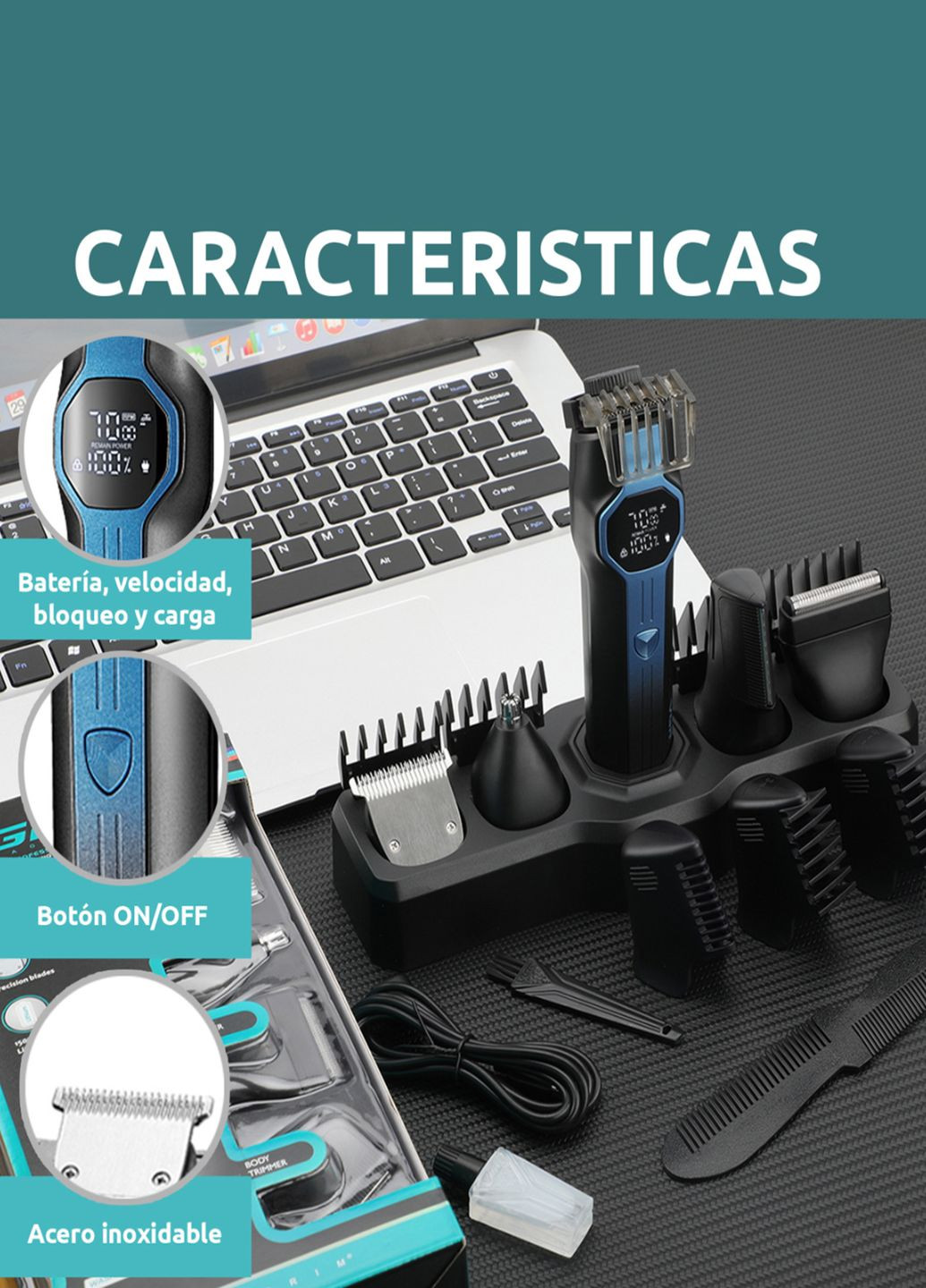 Акумуляторний набір для стрижки волосся 13в1 V173 з LED-дисплеєм і підставкою VGR (338626508)