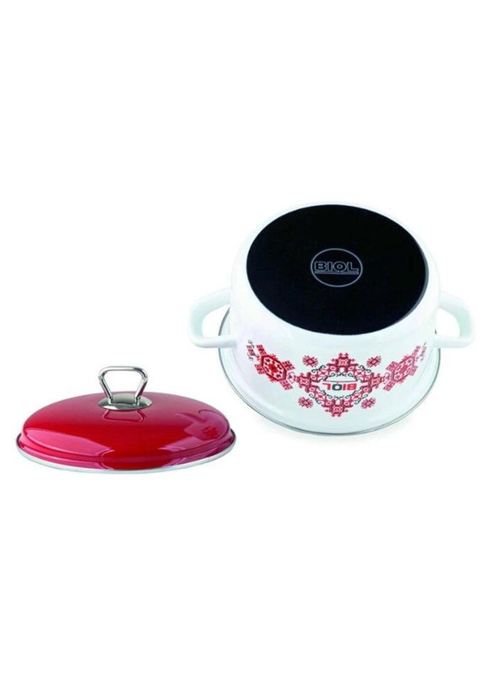 Кастрюля с крышкой Вышиванка CE22V2 22 см 4.6 л красная Биол (319552000)