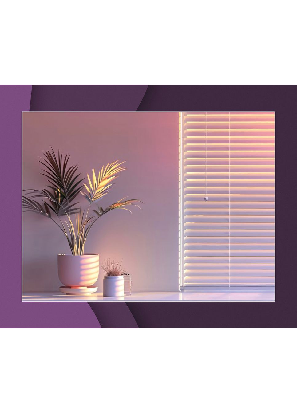 Фотофон креативный, неоновая атмосфера с жалюзи и растениями и светлый пол, фон 120×180 см, №57185 PhotoVinyl (354719907)