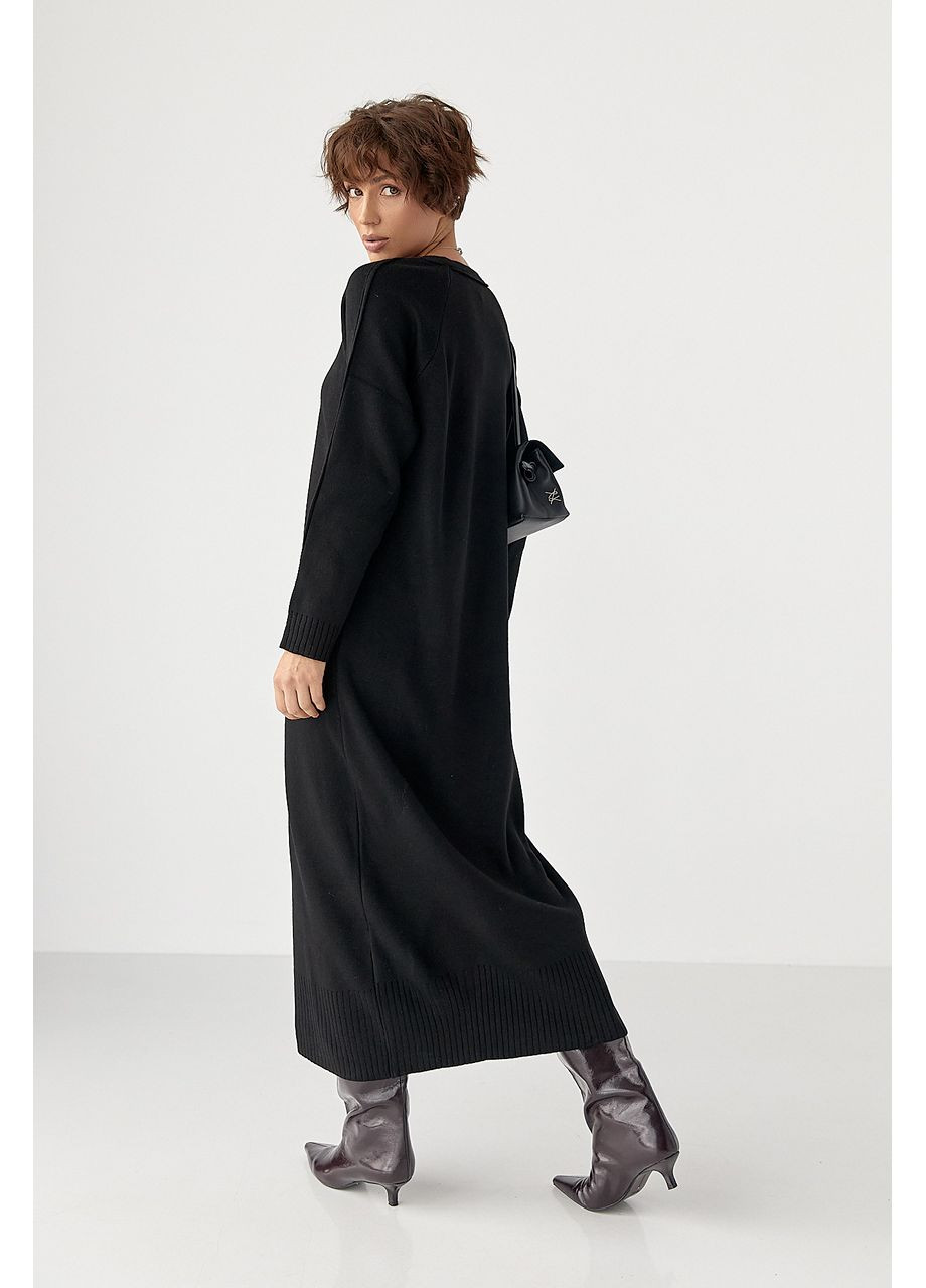 Чорна трикотажне довге плаття вільного фасону Lurex
