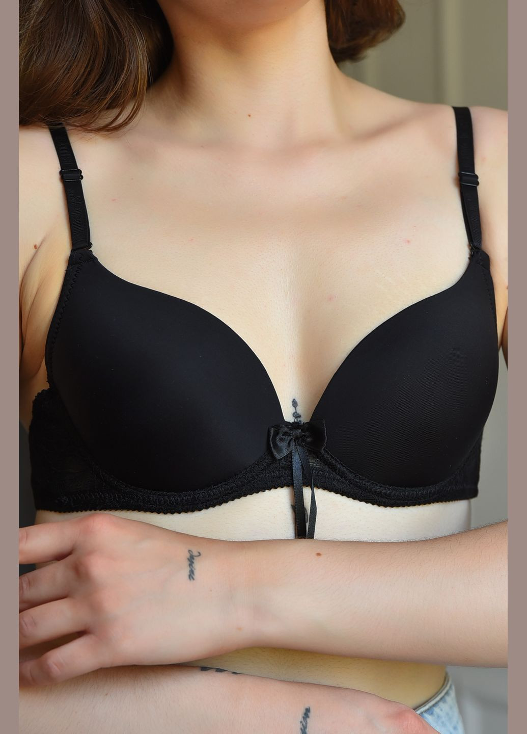 Чёрный бюстгальтер женский черного цвета чашка в Let's Shop полиамид