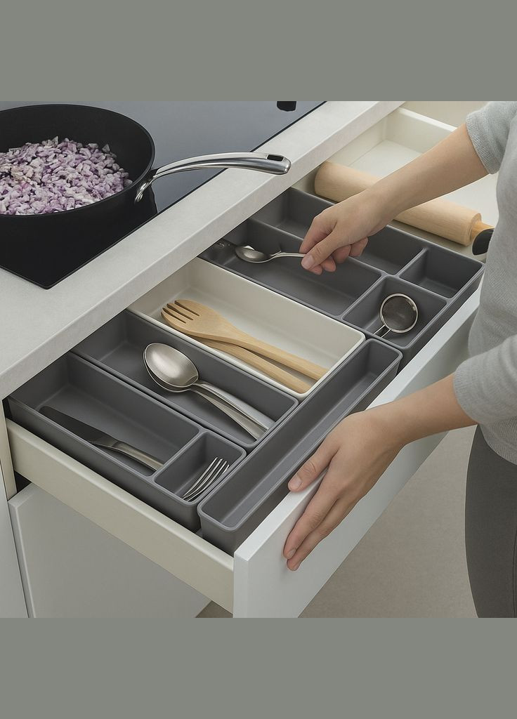 Модульний органайзер для столових приборів пластиковий 10 секцій 39,8×11,4×5,8 см GK-3401 No Brand (334011012)