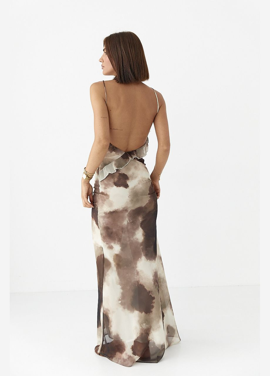 Летний женский шифоновый сарафан с цветком Lurex