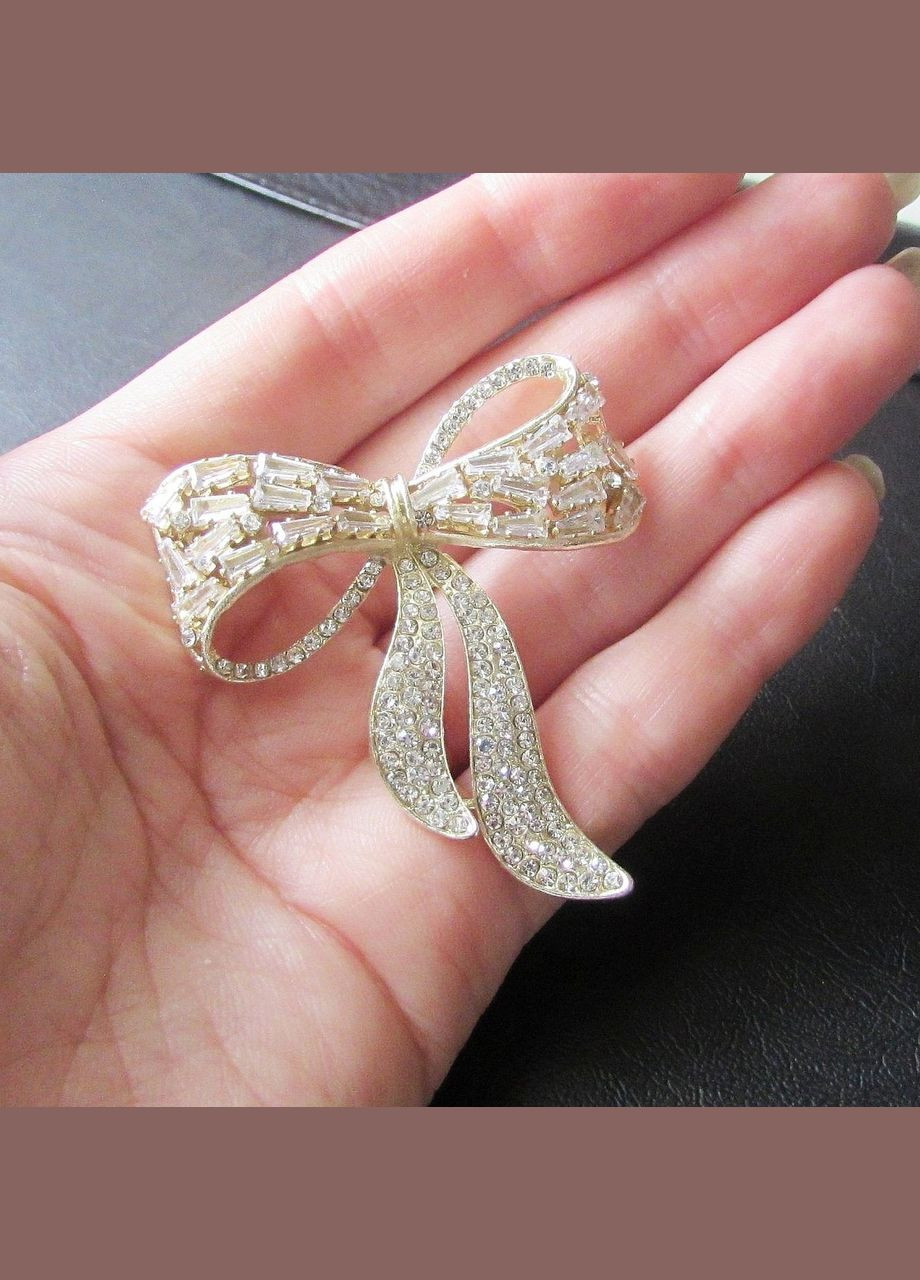 Розкішна брошка бант з фіанітами та стразами, 5108 Fashion Jewelry (336949723)