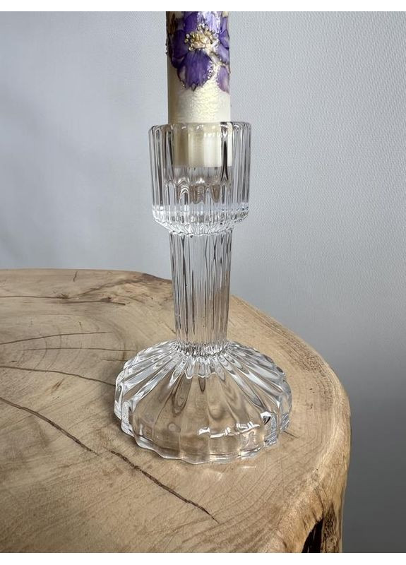 Стеклянный подсвечник на ножке, прозрачный, универсальный декор (11 см) No Brand (361977195)