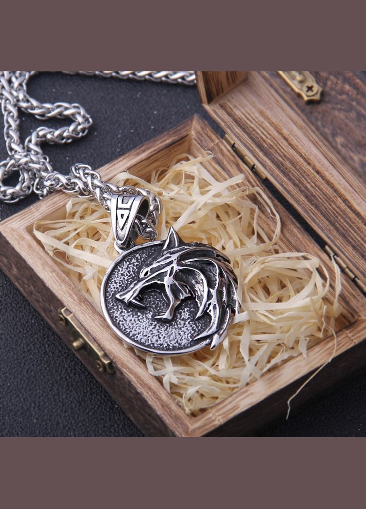 Кулон із ланцюжком чоловічий голова вовка Viking (338425395)
