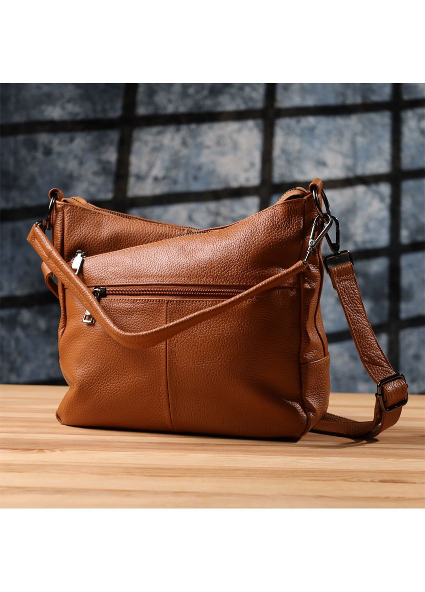 Женская сумка на два отделения из натуральной кожи 23012 Коричневый Vintage (359401631)