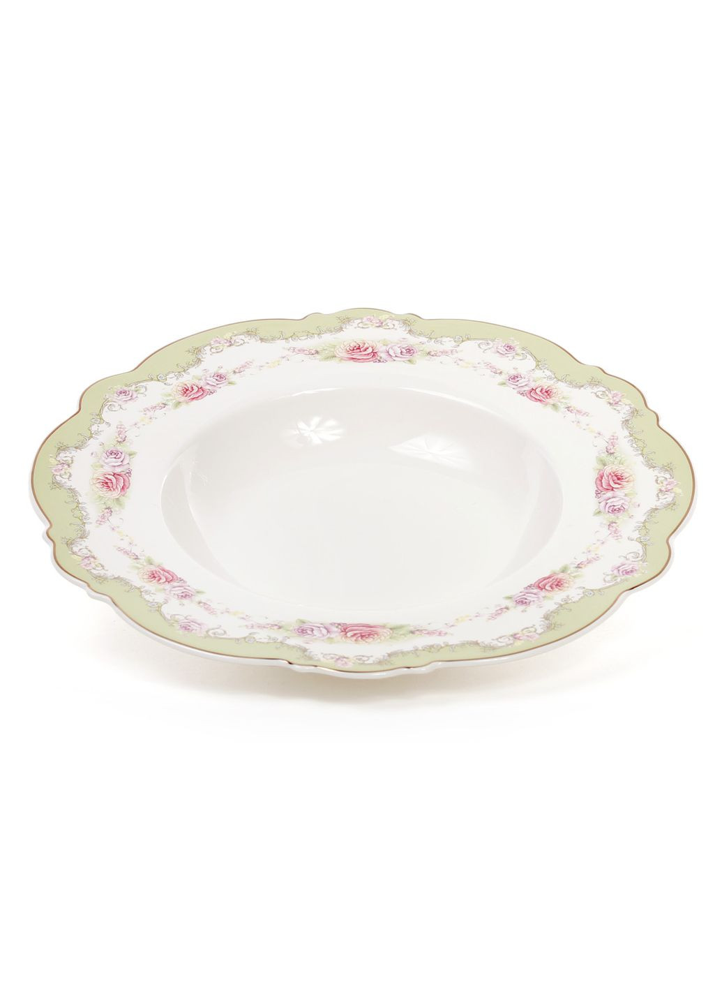 Тарелка 6 шт обеденная фарфоровая 23.2 см с золотой каймой BonaDi (296624469)