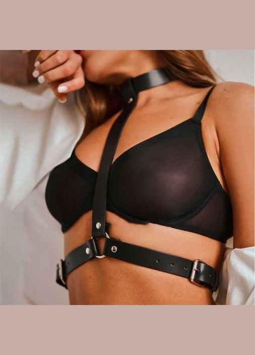 Портупея с ошейником Belt Leather XS-M Черный No Brand (368891938)