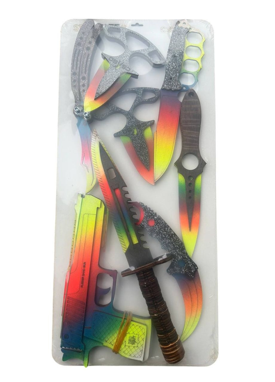 Набор деревянного оружия CS:GO Набір дерев'яної зброї CS-GO 8 шт Колір Синій + No Brand (330774560)