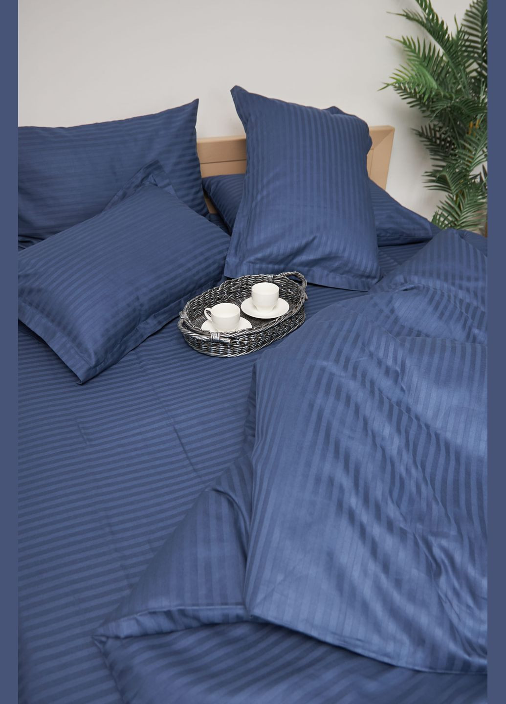 Комплект постельного белья Детский 110х140 наволочки 2х40х40 Delfi Blue Satin Stripe (MS-830000172) Moon&Star DelfiBlue (293173181)