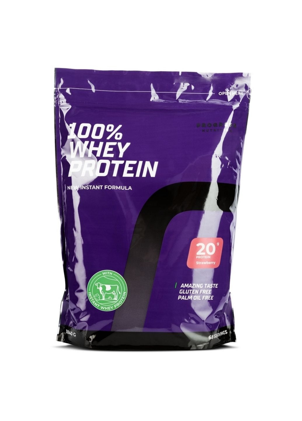 Протеїн 100% Whey Protein, 1.84 кг Полуниця Progress Nutrition (293421309)