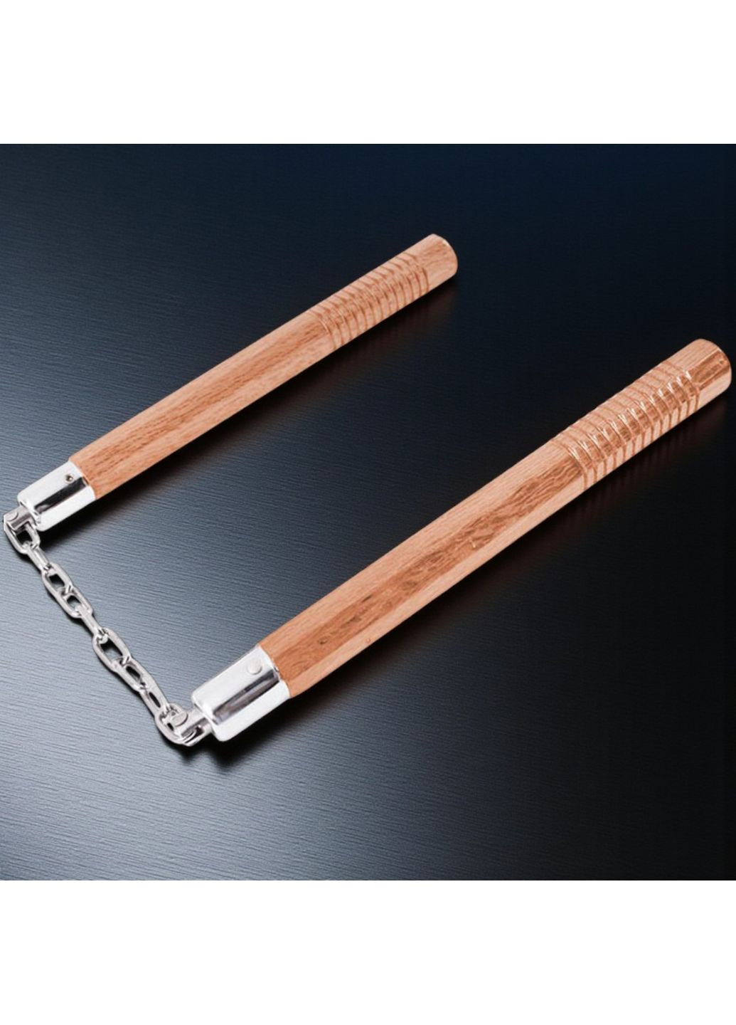 Нунчаки тренировочные нунчаку деревянные на стальной цепи Коричневые 3_9_0_1C No Brand (369924290)