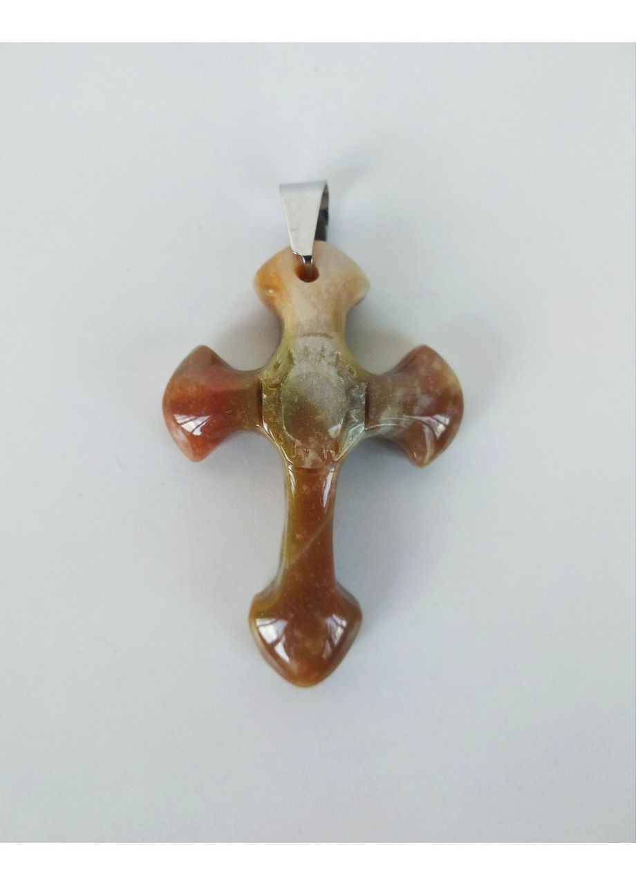 Кулон "Крест" из камня агат на кожаном шнурке Aga (370792113)