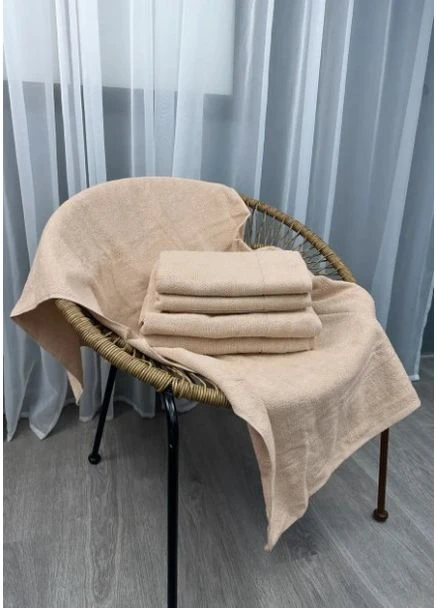 Рушник махровий (50х90см) Aisha Рис ефект. Aisha Home Textile бежевий
