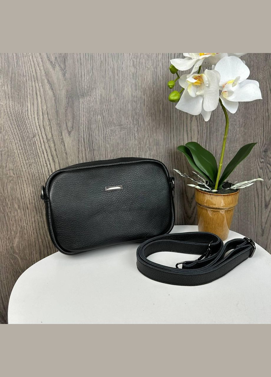 Маленькая женская кожаная сумочка клатч на плечо с молнией черная (sku_1595Ч) No Brand (330575743)