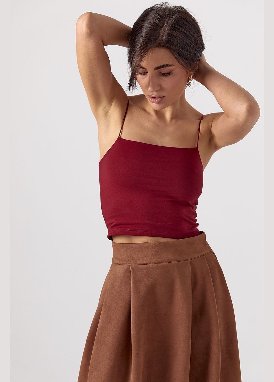 Приталенный кроп-топ на бретелях-резинках - черный Lurex (324392730)